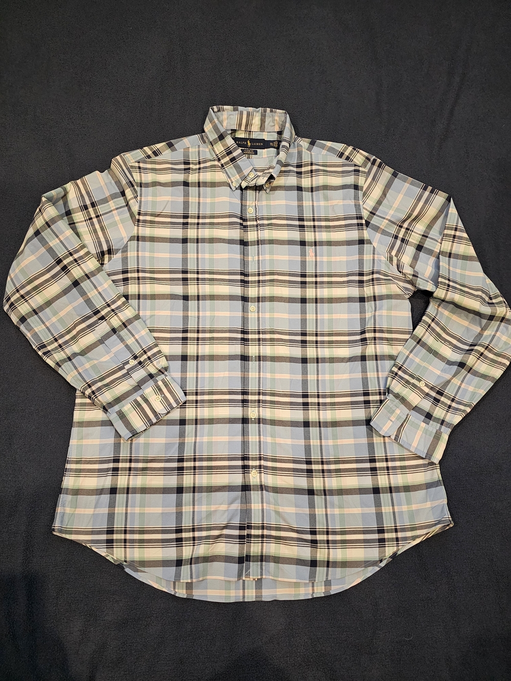 Ralph Lauren Pastel Blue/Pink Plaid Classic Fit Performance Button-Down Shirt